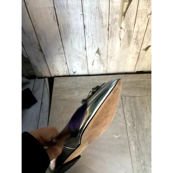 Tory Burch Melody Silver Metallic Leather Sole Pointed Toe Flat Shoes Size 9 - Picture 6 of 7